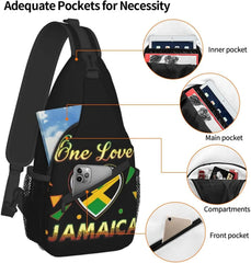 Jamaica Flag Sling Bag Crossbody Backpack Jamaican Travel Hiking
