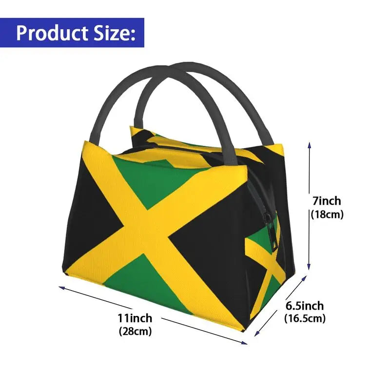Jamaican Flag Insulated Lunch Bag Women Patriotism Reusable Lunch Tote