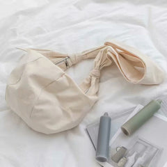 Japan Canvas Hobo Bag Crossbody Zipper Underarm Bow
