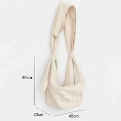 Japan Canvas Hobo Bag Crossbody Zipper Underarm Bow