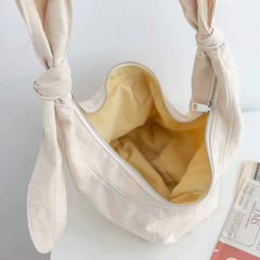 Japan Canvas Hobo Bag Crossbody Zipper Underarm Bow
