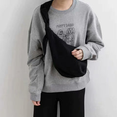 Japan Canvas Hobo Bag Crossbody Zipper Underarm Bow