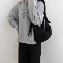 Japan Canvas Hobo Bag Crossbody Zipper Underarm Bow