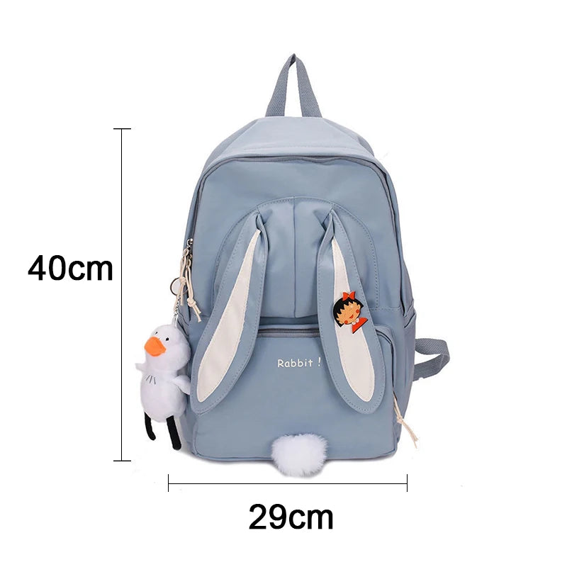 3D Rabbit Girl Backpack - Teenage Women Student School Laptop Travel Backpack