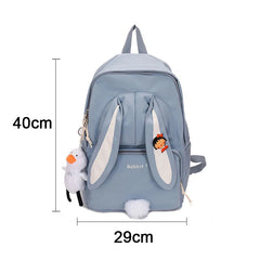 3D Rabbit Girl Backpack - Teenage Women Student School Laptop Travel Backpack