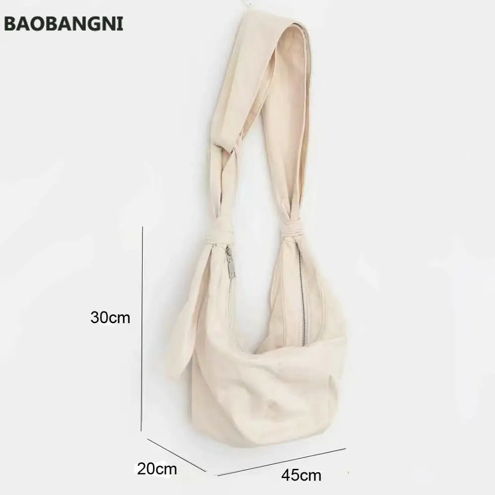 Japanese Style Canvas Bow Crossbody Bag for Women