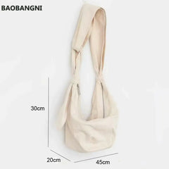 Japanese Style Canvas Bow Crossbody Bag for Women