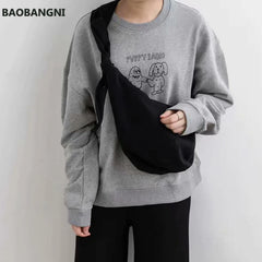 Japanese Style Canvas Bow Crossbody Bag for Women