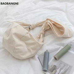 Japanese Style Canvas Bow Crossbody Bag for Women