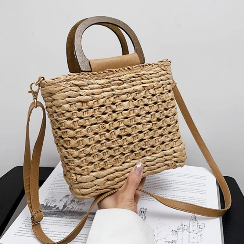 Japan and South Korea Women's Straw Shoulder Bag