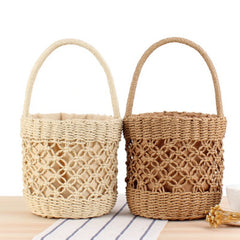 Portable Hollow Straw Beach Bag Vacation Photo Leisure Handbag