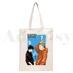 Jujutsu Kaisen Itadori Handbags Canvas Tote Bag Women Shopping Reusable Sho