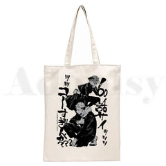 Jujutsu Kaisen Itadori Handbags Canvas Tote Bag Women Shopping Reusable Sho