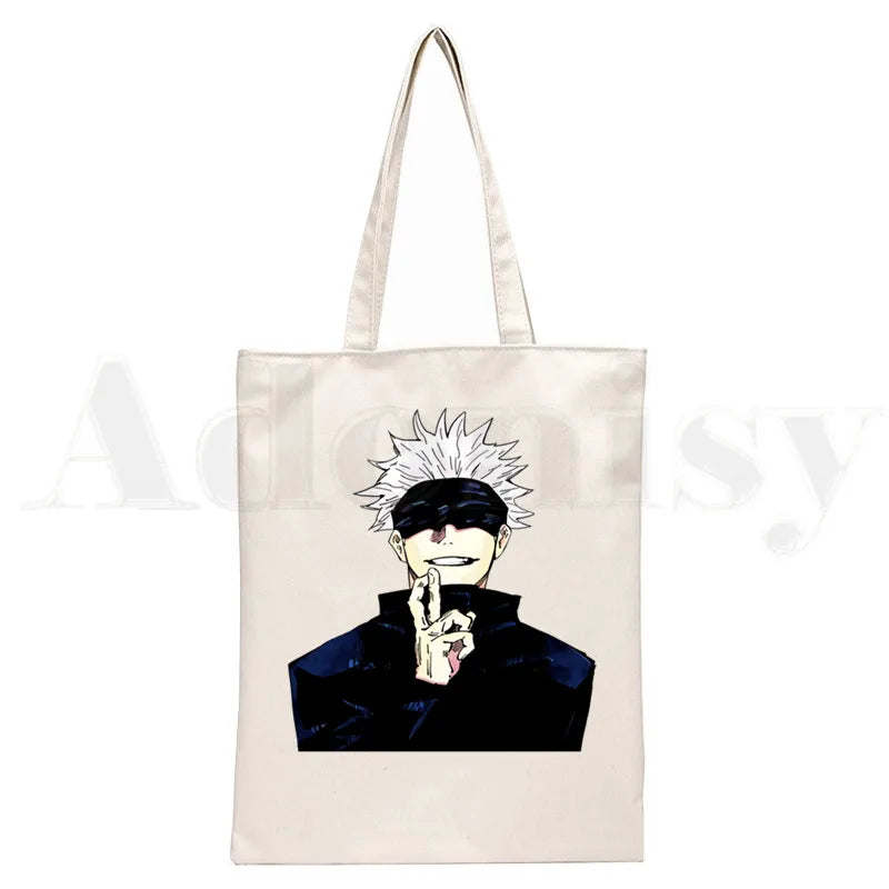 Jujutsu Kaisen Itadori Handbags Canvas Tote Bag Women Shopping Reusable Sho