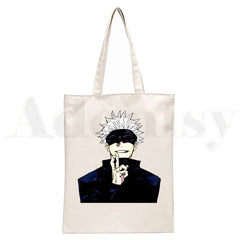Jujutsu Kaisen Itadori Handbags Canvas Tote Bag Women Shopping Reusable Sho