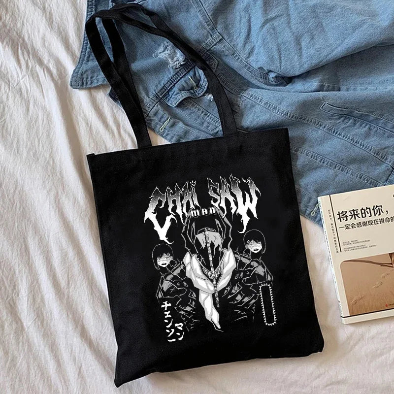 Chainsaw Man Anime Manga Tote Bag Hip Hop Style Women Harajuku Shopping Bag