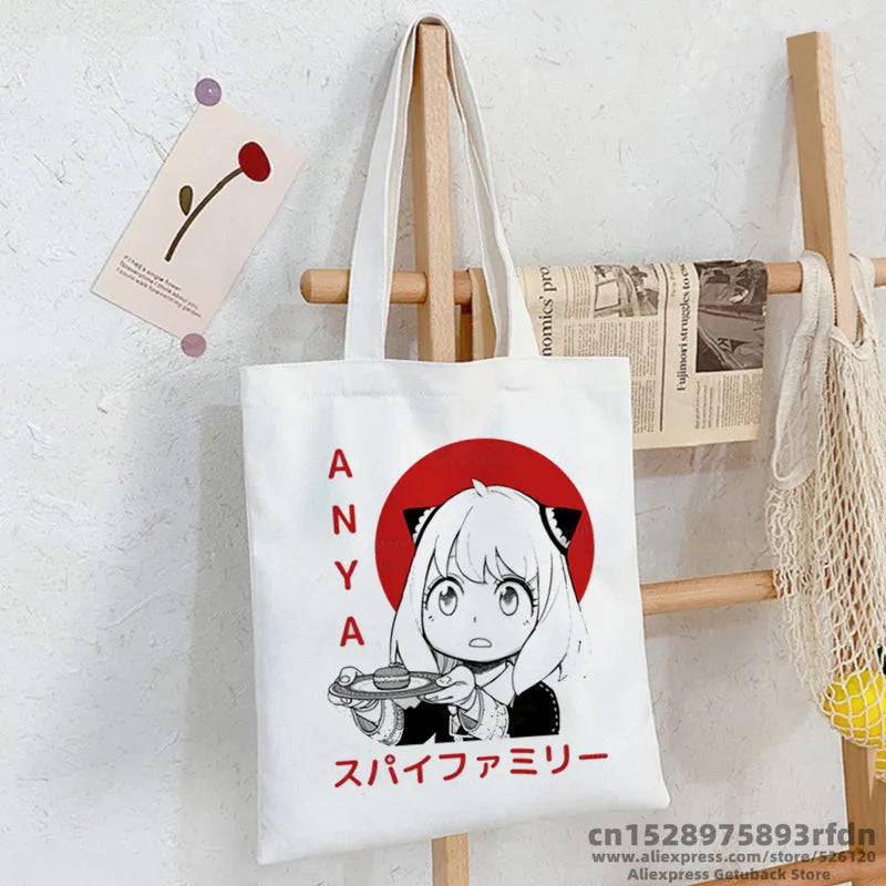 SPYFAMILY Tote Bag Harajuku Spy x Family Canvas Anya Smug