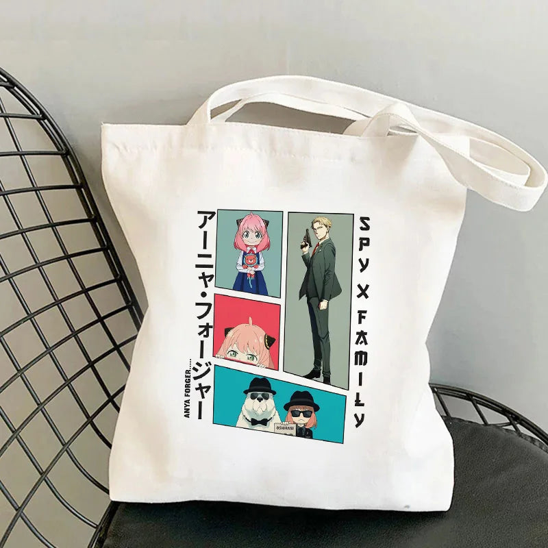 Anime SPYFAMILY Tote Bag Harajuku Spy x Family Canvas Anya Smug Shoulder Bag