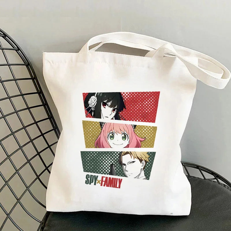 Anime SPYFAMILY Tote Bag Harajuku Spy x Family Canvas Anya Smug Shoulder Bag