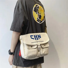 Japanese Canvas Cross Body Bag Men Large Capacity