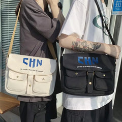 Japanese Canvas Diagonal Cross Bag Youth Casual Version Men Large Capacity