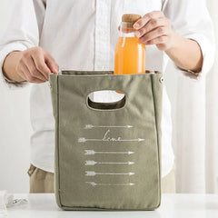 Japanese Canvas Insulation Lunch Bag - Large Capacity