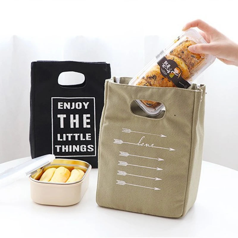 Japanese Canvas Insulation Lunch Bag - Large Capacity