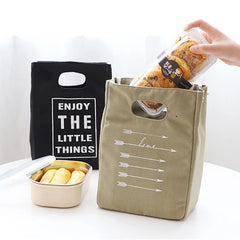 Japanese Canvas Insulation Lunch Bag - Large Capacity