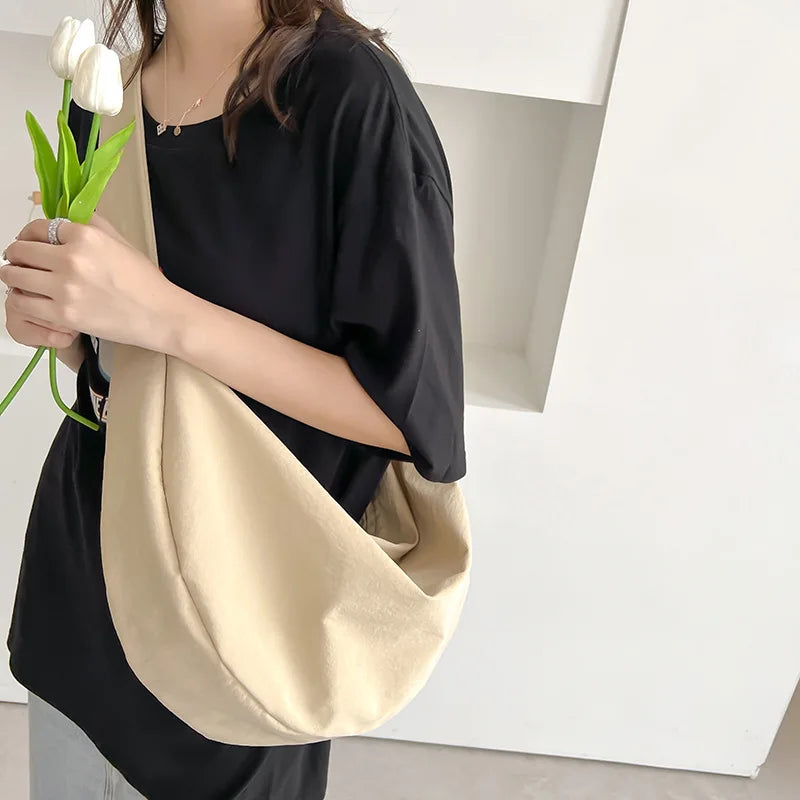 Japanese Canvas Shoulder Bag for Women Casual Messenger Crossbody Handbag