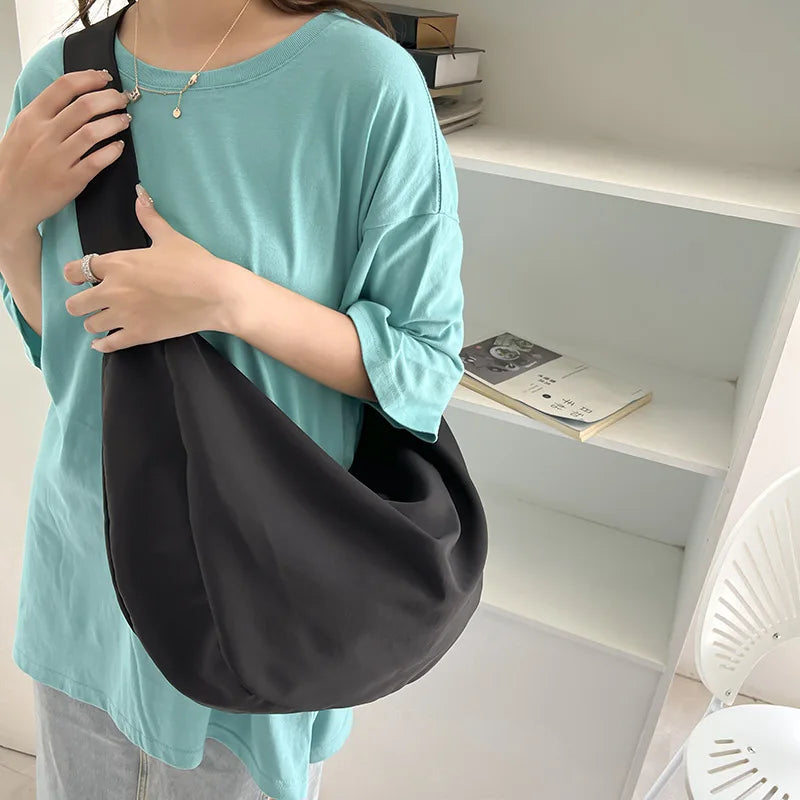 Japanese Canvas Shoulder Bag for Women Casual Messenger Crossbody Handbag