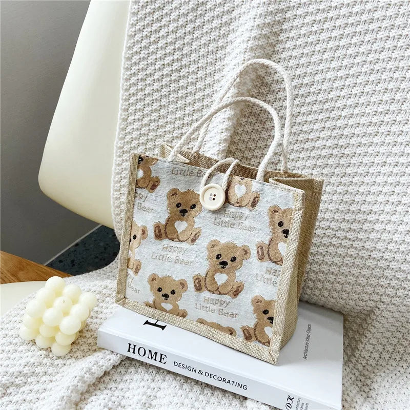 Japanese Cartoon Bear Lunch Box Bag Large Capacity Storage Tote Bag