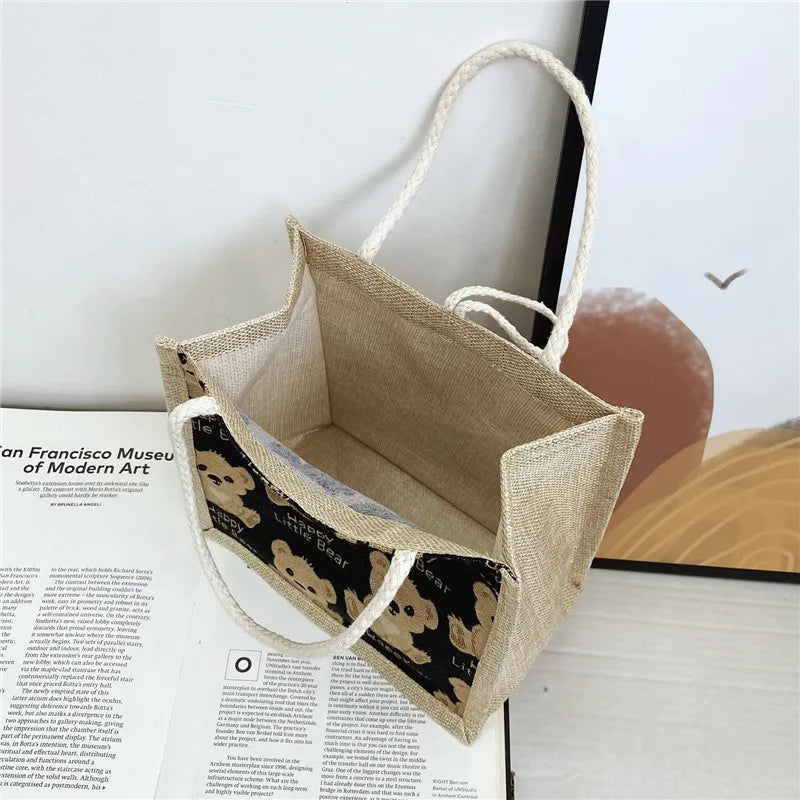 Japanese Cartoon Bear Lunch Box Bag Large Capacity Storage Tote Bag