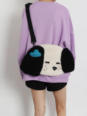 Japanese Puppy Plush Tote Bag Autumn Winter Large Capacity Shoulder Messenger Ba