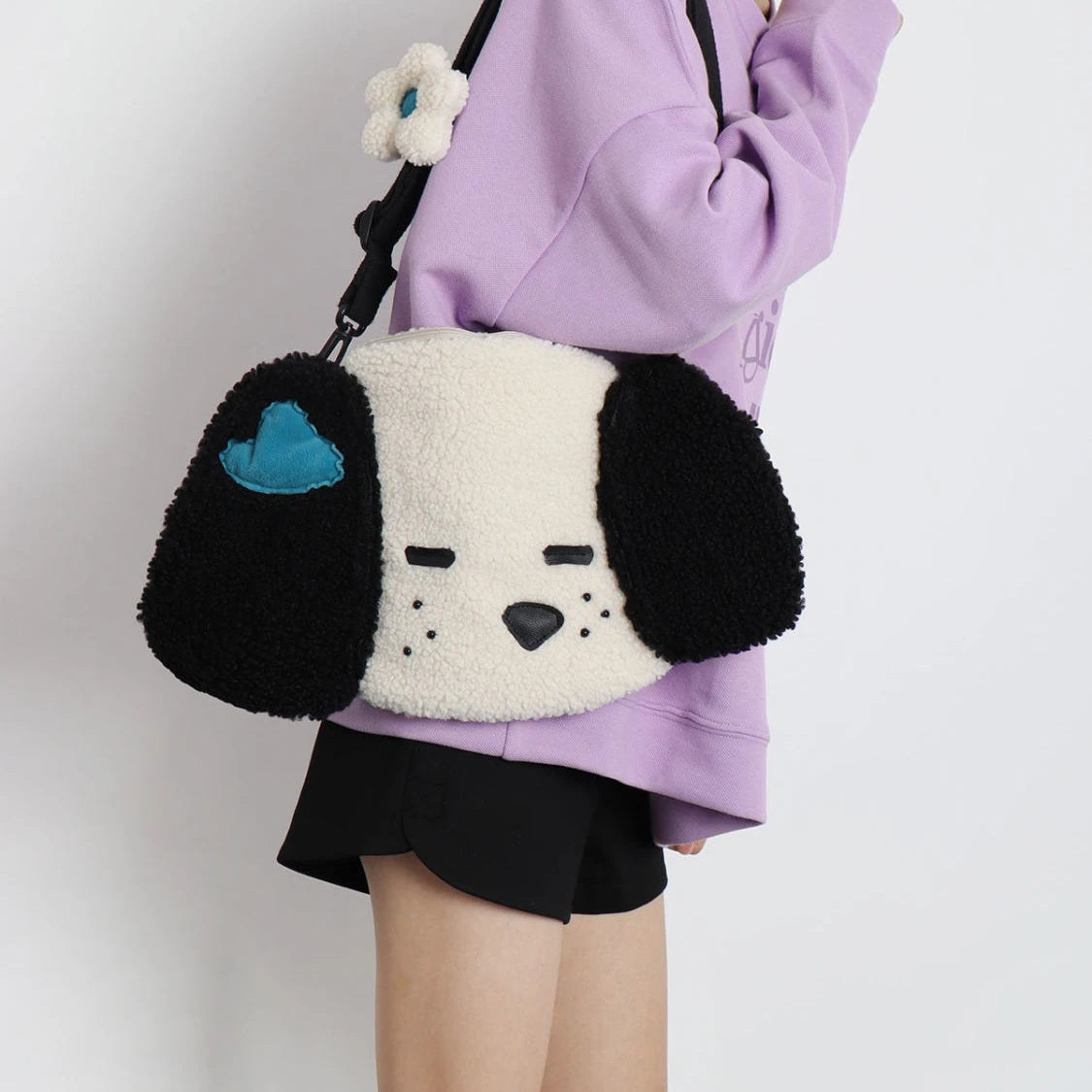 Japanese Puppy Plush Tote Bag Autumn Winter Large Capacity Shoulder Messenger Ba