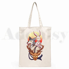 Japanese Manga Beastars Rabbit Wolf Graphic Cartoon Print Shopping Bag