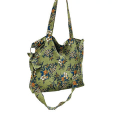 Japanese Corduroy Flower Printing Shoulder Bag Women Cross Body Bag
