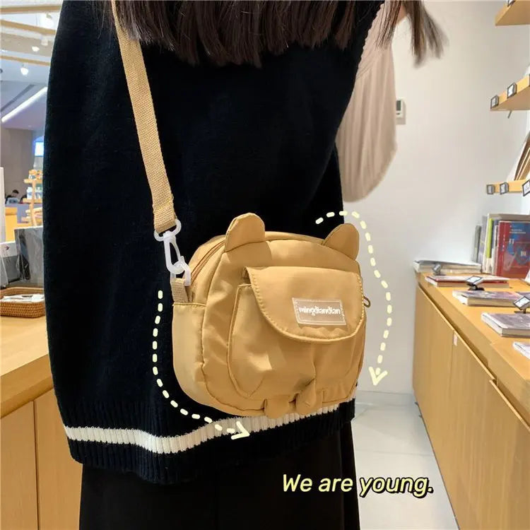 Japanese Bear Ears Shaped Crossbody Bag Nylon Student Shoulder Bag