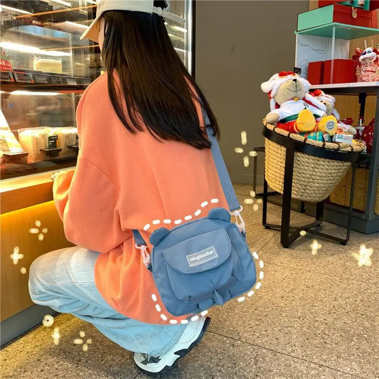 Japanese Bear Ears Shaped Crossbody Bag Nylon Student Shoulder Bag