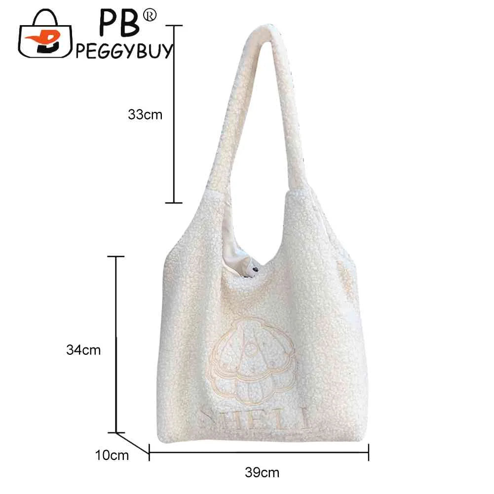 Japanese Embroidered Shoulder Clutch Soft Fleece Handbag
