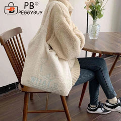 Japanese Embroidered Shoulder Clutch Soft Fleece Handbag