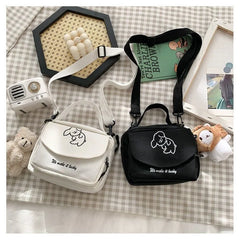 Japanese Soft Dog Canvas Messenger Bag for Women