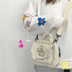 Japanese Soft Dog Canvas Messenger Bag for Women
