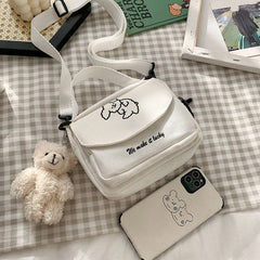 Japanese Soft Dog Canvas Messenger Bag for Women
