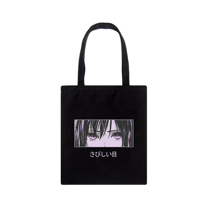 Japanese Eye Anime Cartoon Ulzzang Canvas Bag Casual Female Large Capacity