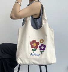 Japanese Canvas Shoulder Shopper Bag for Women Large Woman Tote Bag