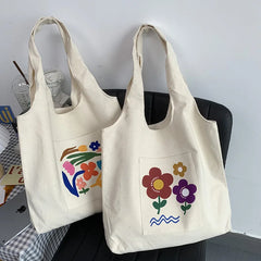 Japanese Canvas Shoulder Shopper Bag for Women Large Woman Tote Bag