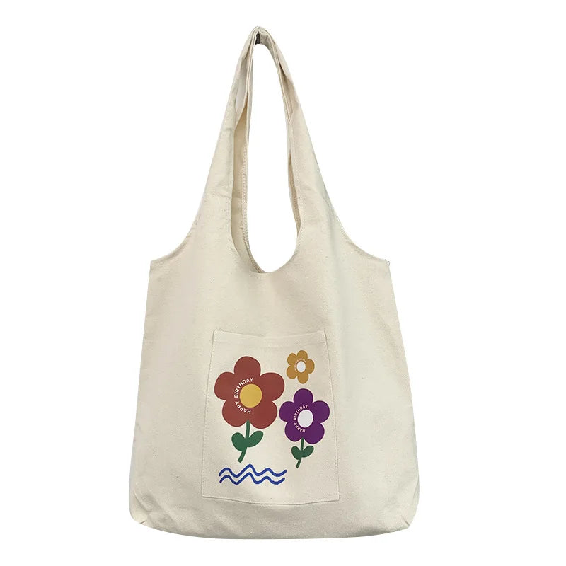 Japanese Canvas Shoulder Shopper Bag for Women Large Woman Tote Bag