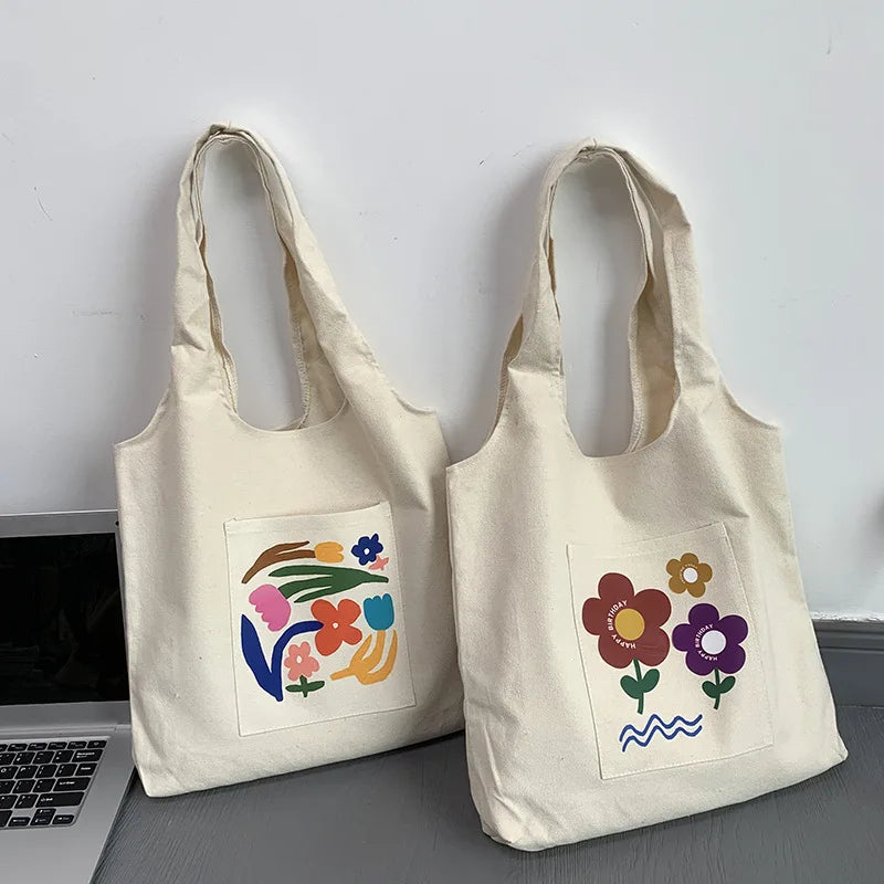 Japanese Canvas Shoulder Shopper Bag for Women Large Woman Tote Bag