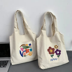 Japanese Canvas Shoulder Shopper Bag for Women Large Woman Tote Bag