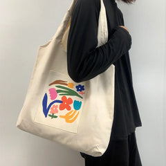 Japanese Canvas Shoulder Shopper Bag for Women Large Woman Tote Bag